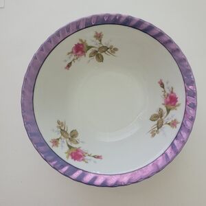 Vintage Lusterware Bowl Japan Pink Roses Scalloped Edges Romantic Decor Marked